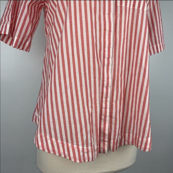 ANTHROPOLOGIE Isabella Sinclair Wellesley Pink White Striped Button Down Blouse - Picture 7 of 8
